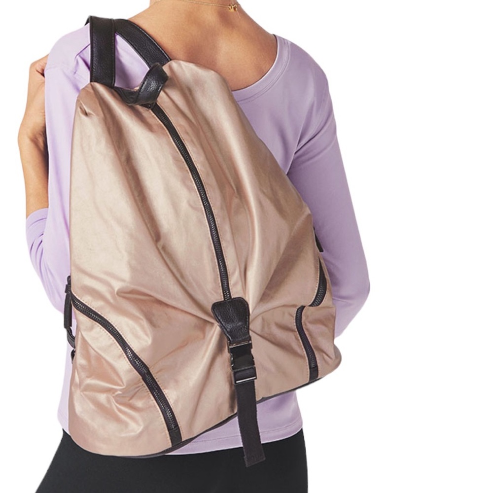 Fabletics The Row Backpack Rose Gold Gym Bag